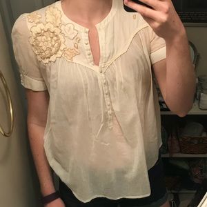 French Connection floral appliqué blouse